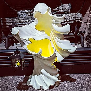 Реалистичная скульптура призрака ведьмы с фонарем, ищущего свет, Страшный Посланник Ада для домашней вечеринки, декор из смолы на Хэллоуин  10