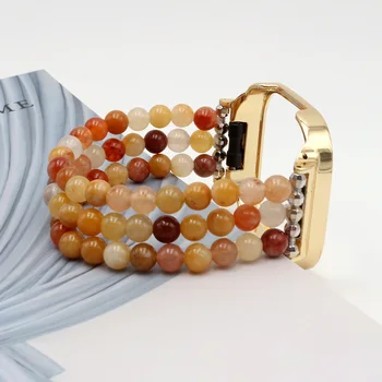 Ремешки из бисера для женщин, 3-полосный браслет Redmi Watch, эластичный 6-миллиметровый ремешок из агатовых бусин ручной работы  5