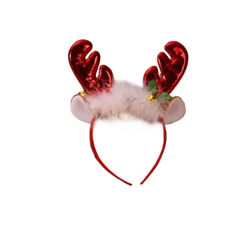 Рождественская повязка на голову из Рога Лося Интересное Красивое украшение для переодевания Взрослые Детские Головные уборы Украшения Праздничный Головной убор Красный  4