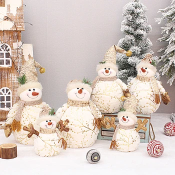 Рождественские куклы, рождественское украшение, короткий плюшевый принт, олень, Снеговик, Кукла для украшения Рождественской елки, Фигурка, детские Игрушки, Подарки  5