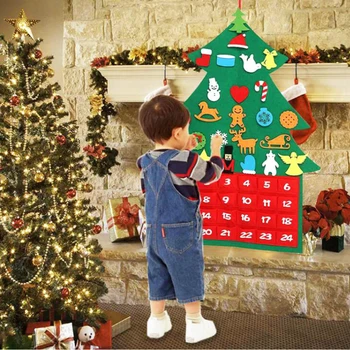 Рождественский Адвент-календарь из фетра, подвесной кулон, украшения Санта-Клауса, Адвент-календарь своими руками, Рождественское украшение для дома, подарок на 2023 год  4