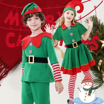 Рождественский костюм эльфа для косплея взрослых детей, одежда для выступлений, мужская и женская одежда, универсальный подарок для Рождественской вечеринки  0