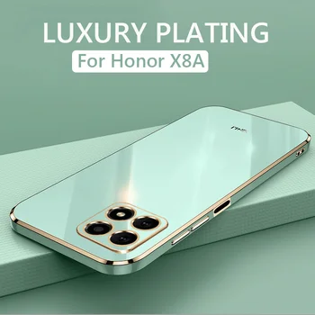 Роскошный чехол для телефона с квадратным покрытием Honor X8A HonorX8A, противоударная задняя крышка из мягкого силикона  5