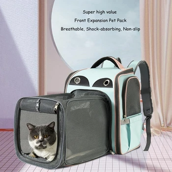 Рюкзак для кошек, сумки для переноски маленьких собак, Дышащие Складные сумки на плечо для щенков, Дорожные рюкзаки для кошек на открытом воздухе  5