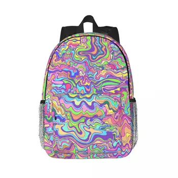 Рюкзак для ноутбука Psychedelic Waves, мужская женская базовая сумка для студентов колледжа, сумка пастельных тонов  10