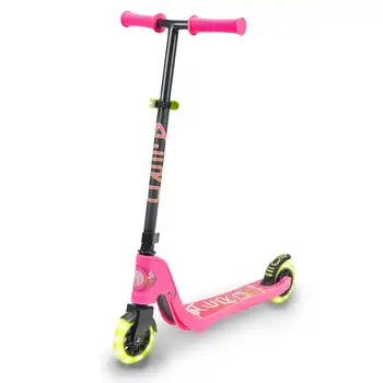 Самокат Aero Micro Kick для девочек, дизайн с 2 электрическими светодиодными колесами, регулируемые ручки, розовый  5