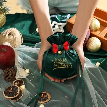 Санта-Сакс Тканевый подарочный пакет Конфеты Яблоко Ручка для сумки Елочные украшения для домашнего стола Новый год 2023 Ноэль Рождественские подарки  4