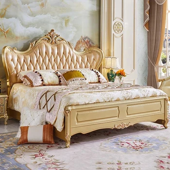 Сверхпрочные Высокие каркасы кроватей, деревянная платформа, Роскошная кровать Королевского размера, современная итальянская мебель Cama Casal Для спальни  5