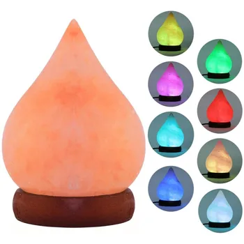Светильник из натурального хрусталя, каплевидная USB-соляная лампа, очиститель ручной работы, ночник, деревянная основа, цвет Гималайской радуги  5
