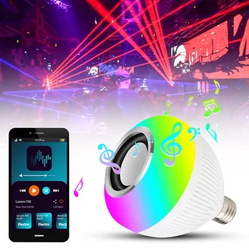 Светодиодная лампа Bluetooth, умная лампа, динамик Bluetooth, музыкальная лампа E27, умная лампа, лампа с регулируемой яркостью, 12 Вт, музыкальная RGB подсветка для декора.  5