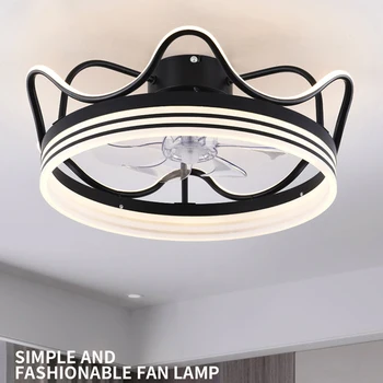 Светодиодная художественная люстра, Подвесной светильник, потолочный вентилятор Со светом, столовая без лопастей, спальня, пульт дистанционного управления  5
