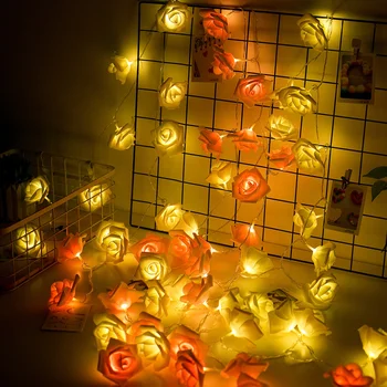 Светодиодные гирлянды с розами, рождественские гирлянды с USB / батарейным питанием, светодиодные гирлянды для наружного освещения, сказочные огни, украшение сада  5