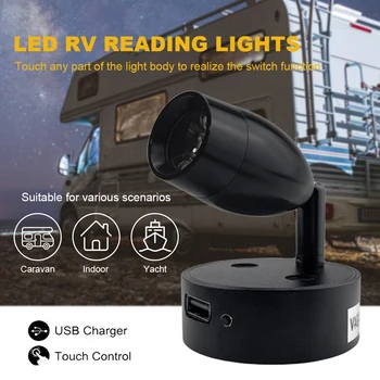 Светодиодный фонарь на колесах 2023, Новый прикроватный светильник на колесах с сенсорным затемнением, светильник для яхты, USB-зарядка, светильник для чтения на колесах для кемпера, фургона, лодки  5