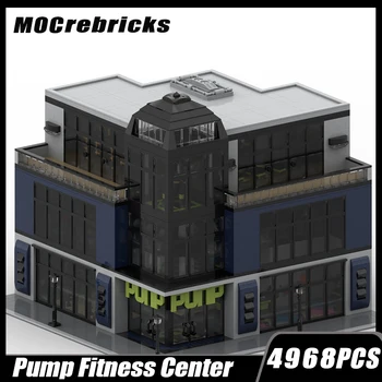 Серия City Street View Pump Fitness Center MOC Строительный блок Технологическая головоломка высокой сложности Модель Кирпичные игрушки в подарок 4968Р  5