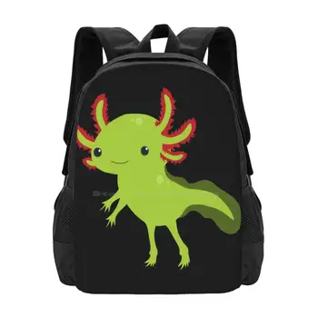 Симпатичный Аксолотль Подростковый рюкзак для студентов колледжа с рисунком Дизайнерских сумок Аксолотль Амфибия Саламандра Мексиканская ходячая рыба  5