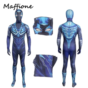 Синий мужской фантазийный комбинезон с изображением жука, костюм-маска, маскировочный костюм супергероя из фильма, боди для взрослых мужчин, костюмы для ролевых игр на Хэллоуин.  5