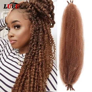 Синтетические волосы для плетения крючком LUPU Marley Twist, предварительно распушенные, предварительно растянутые, афро-кудрявые Наращивание вьющихся волос для чернокожих женщин  5