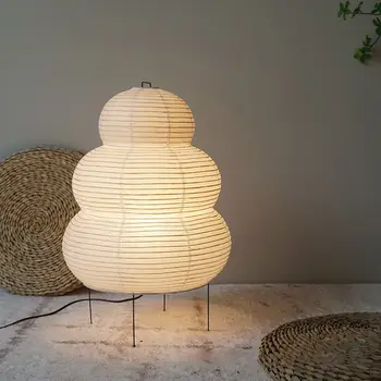 Скандинавская современная креативная Рисовая бумага, настольная лампа в японском стиле Ваби-саби, прикроватная тумбочка для спальни, минималистичные Декоративные светильники  10