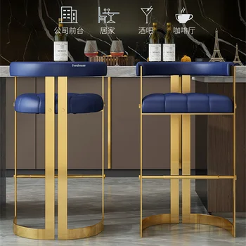 Скандинавские барные стулья из нержавеющей стали Креативная стойка регистрации бара Высокие барные стулья Современный роскошный дом Высококачественная мебель для барных стульев B  5