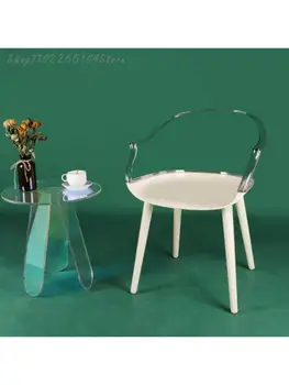 Скандинавский Креативный Акриловый стул С Прозрачным Светом, Роскошный обеденный стул С креативным подлокотником и спинкой, Дизайнерский стул для отеля Saipan  5