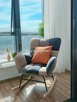 Скандинавский ленивый диван-качалка, кресло-качалка для отдыха на балконе, семейная небольшая семейная спальня, гостиная, кресло-качалка для отдыха, одиночное кресло-качалка  5
