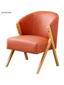Скандинавское кресло для отдыха из массива дерева домашний балкон гостиная спальня чистый красный свет роскошная ткань для чтения односпальный диван  10
