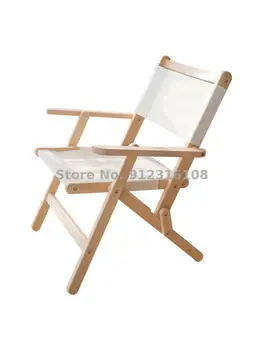 Складной стул из массива дерева, Портативный Уличный Пляжный стул из букового дерева, стул со спинкой, для отдыха, Рыбалки, Легкий Походный стул  5
