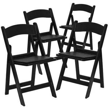 Складной стул - Черная смола - 4 упаковки по 1000 фунтов весом, удобное кресло для мероприятий - Легкий складной стул   3