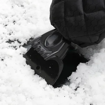 Скребок для льда с перчаткой, Водонепроницаемая перчатка для удаления снега, переносной инструмент для удаления льда из окна автомобиля, Черный  5