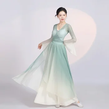 Современная классическая танцевальная одежда для занятий боди-рифмой, женская одежда из ткани в китайском стиле, элегантный танцевальный костюм для выступлений  2
