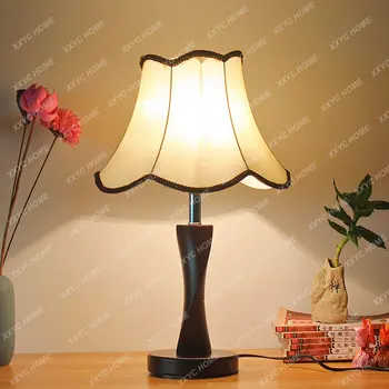 Современная Новая китайская настольная лампа для спальни Деревянная теплая сложная Классическая прикроватная тумбочка Простая настольная лампа в гостиничном номере Ins  10