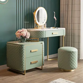 Современные простые Зеленые Комоды Легкая Роскошная Мебель для спальни зеркало Туалетный столик Скандинавский Креативный Шкаф для хранения в гостиной  5