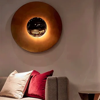 Современный минималистичный Дизайнерский светодиодный светильник для веранды Прикроватное освещение для спальни Круглый Фон Креативные настенные бра UFO  3