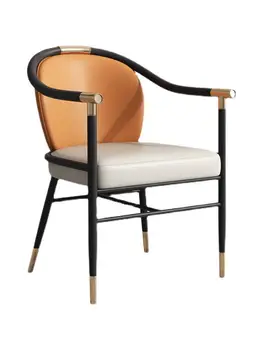 Современный Новый китайский обеденный стул Чайный стул Мастер-стул Легкое Роскошное кожаное кресло для отдыха Чайный столик Офисный Чайный стул  5