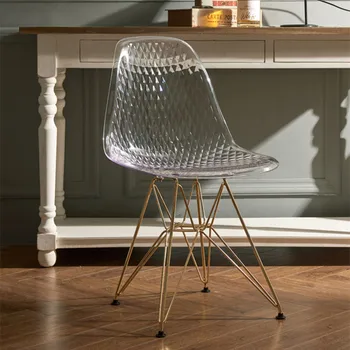 Современный обеденный стул, простой домашний стул со спинкой, Скандинавский стул для переговоров, прозрачный пластиковый стул  10