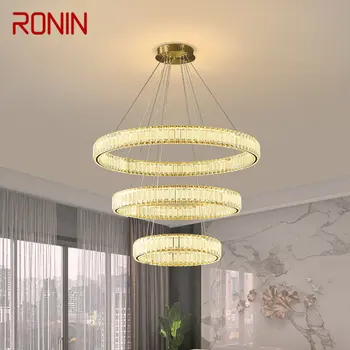 Современный подвесной светильник RONIN с круглым кольцом, роскошная хрустальная креативная люстра для гостиной, столовой, декора виллы  4