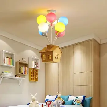 Современный потолочный светильник с воздушным шаром из мультфильма, подвесные светильники из цветного стекла для детей, украшения спальни для мальчиков и девочек, светодиодные светильники  4