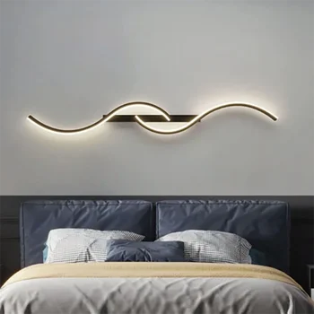 Современный светодиодный настенный светильник, минималистичная прикроватная тумбочка для спальни, светодиодное бра с длинной полосой, люстра, диван для гостиной, Светильники для домашнего интерьера  4