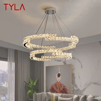 Современный хрустальный подвесной светильник TYLA с круглыми кольцами, креативные светодиодные светильники, Декор люстры для освещения гостиной столовой отеля  5