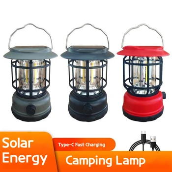 Солнечная походная лампа, Многофункциональный портативный фонарь, светодиодная лампа для палатки, походная лампа, Уличное освещение атмосферы лагеря, хорошее оборудование  5