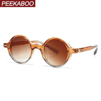 Солнцезащитные очки Peekaboo в маленькой оправе в стиле ретро женские коричнево-зеленые круглые солнцезащитные очки для мужчин, хит продаж, мужские uv400 2023, прямая поставка  5