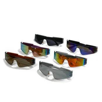 Солнцезащитные очки без оправы, женские цельные спортивные солнцезащитные очки в стиле панк для мужчин, модные велосипедные очки в оправе  4