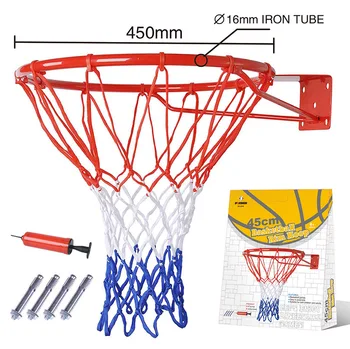 Стандартная баскетбольная корзина для помещений и улицы, подвесное кольцо для взрослых с баскетбольной сеткой  10