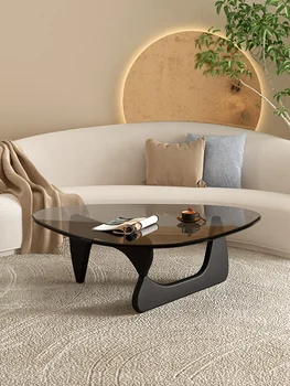 Стеклянный журнальный столик, маленькая гостиная, простой скандинавский минимализм, креативный круглый чайный столик Isamu Noguchi  10