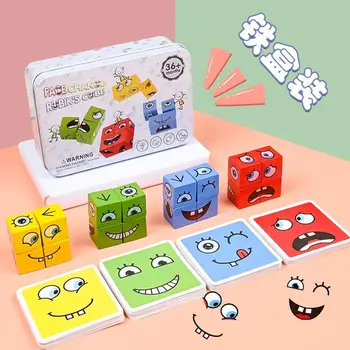 Строительные блоки, меняющие лицо, для развития пространственного мышления у детей Раннего возраста, настольная игра-головоломка, интерактивная игра для родителей и детей  5