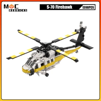 Строительный блок военной серии US Transport S-70 Firehawk Helicopter MOC Сборная модель самолета Кирпичи Игрушка Подарки для детей  1