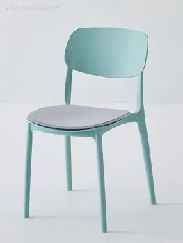 Стул домашний легкий роскошный обеденный стул в скандинавском стиле с простой современной спинкой, белый обеденный стол и стул, штабелируемый стол для спальни, табурет  5