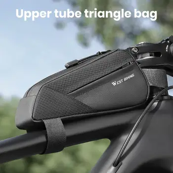 Сумка на велосипедную раму, велосипедная сумка, водонепроницаемые сумки на велосипедную раму с большой вместимостью, дизайн крепежной ленты для удобного хранения на велосипеде  5