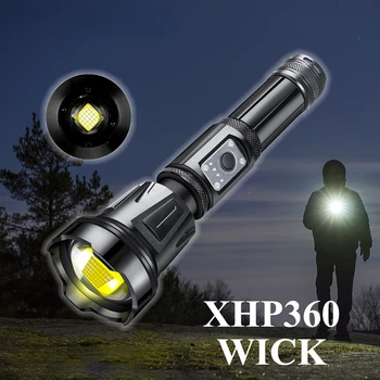 Супер мощный фонарик XHP360 LED USB Перезаряжаемый 5 режимов, тактический фонарь, батарея 26650, Походный фонарь, аварийный фонарь  5