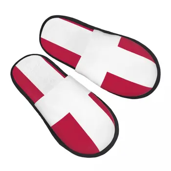 Тапочки с Датским флагом для женщин и мужчин, Пушистые зимние теплые тапочки, домашние тапочки  5